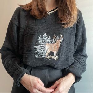 Vintage Penmans black pullover sweater ft. DEER!